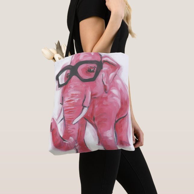 Bolso De Tela Dapper Animal | Elefante Rosa En Lentes De Ojo (Detalle)