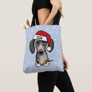 Bolso De Tela Dapple Dachshund Santa Cute Perro Wiener