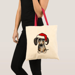 Bolso De Tela Dapple Merle Dachshund Santa Cute Dog Personalizad