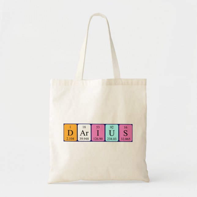 Bolso De Tela Darius nombre de tabla periódica tote bag (Frente)