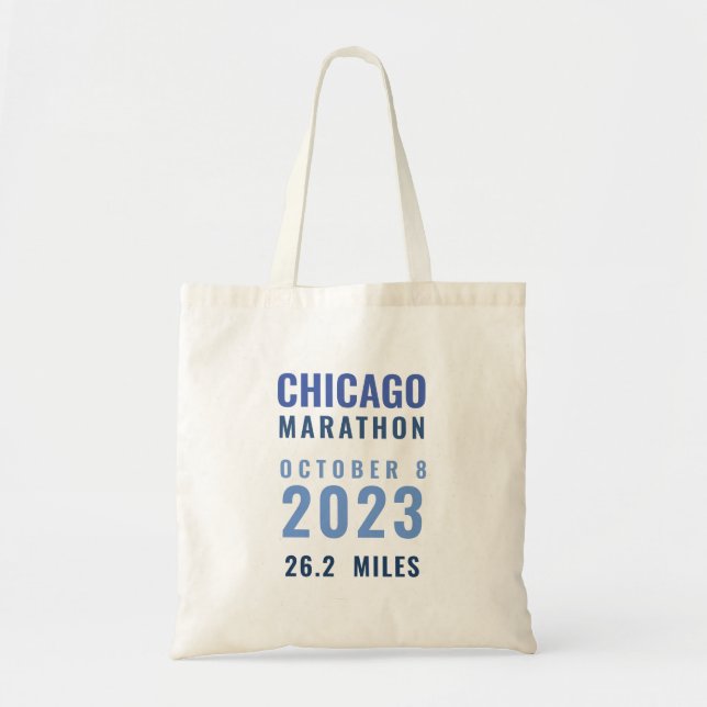Bolso De Tela Dark Blue Chicago Marathon Personalizado Textos (Frente)