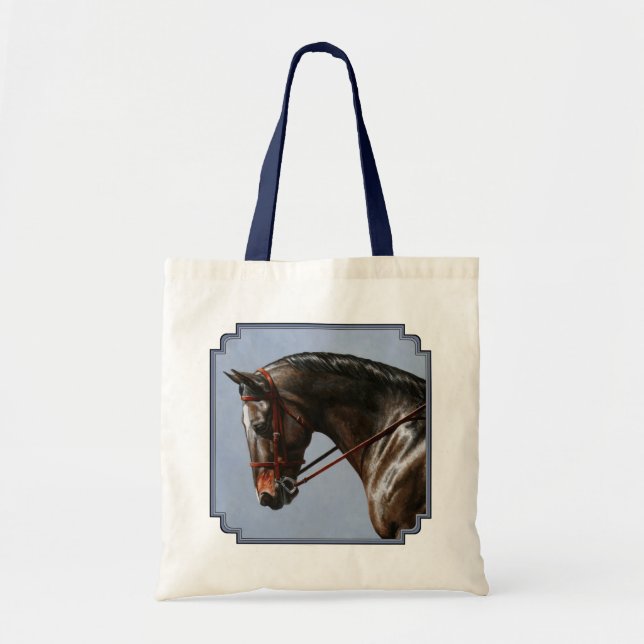 Bolso De Tela Dark Brown Bay Caballo de aguijón de guerra (Frente)