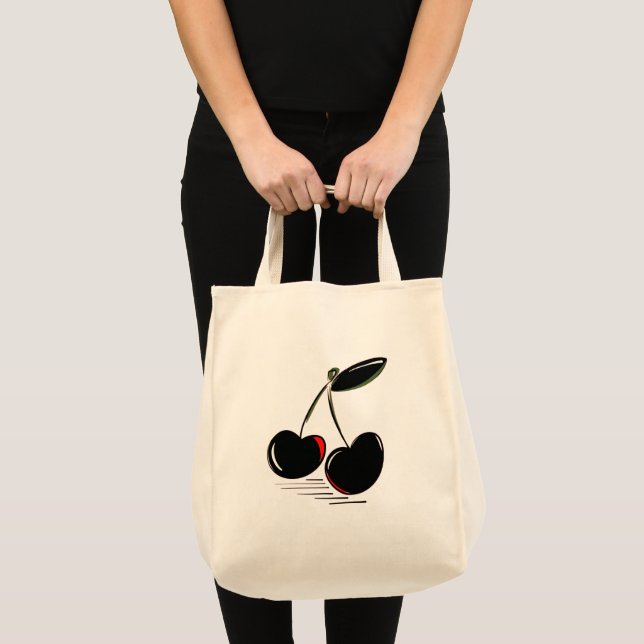 Bolso De Tela Dark Cherries - Modern Minimal Fruit Illustration (Anverso (producto))