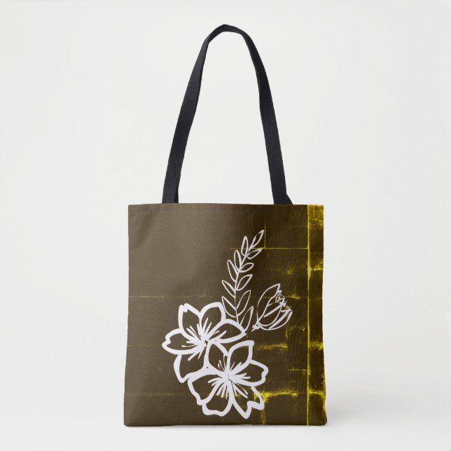 Bolso De Tela Dark flower design (Anverso)