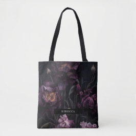 Bolso De Tela Dark Moody Purple Dramatic Florals Bridesmaid