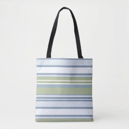 Bolso De Tela Dark Pastel Blue and Spring Rain Stripes