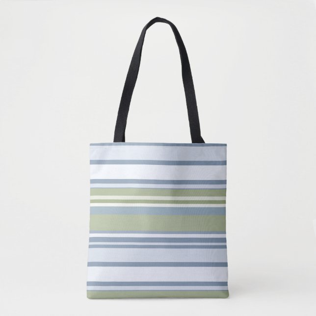 Bolso De Tela Dark Pastel Blue and Spring Rain Stripes (Anverso)
