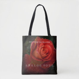 Bolso De Tela Dark Red Rose Macro Analog Soul Black Tote Bag