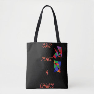 Bolso De Tela Darle a la paz un logotipo casual patrones rojos n