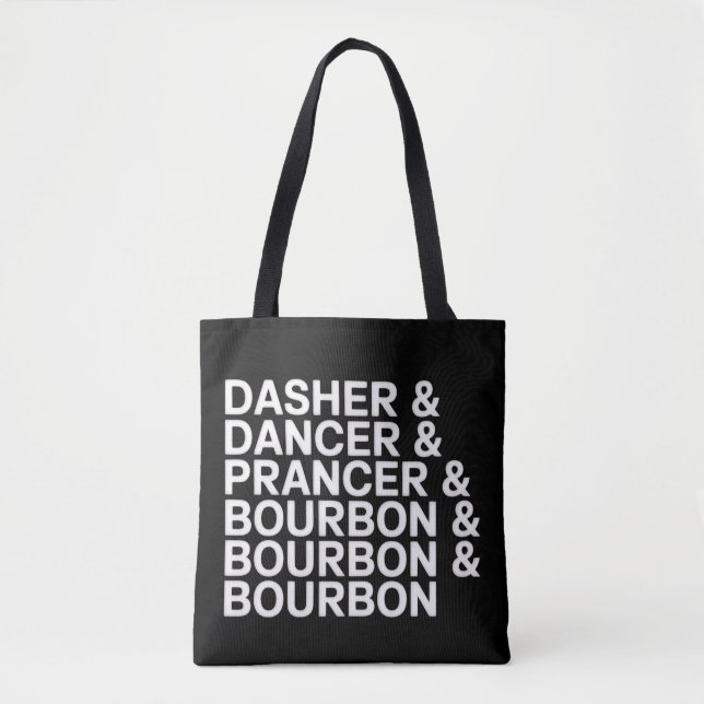 Bolso De Tela Dasher Dancer Prancer & Bourbon Navidad Fiesta Nav (Anverso)