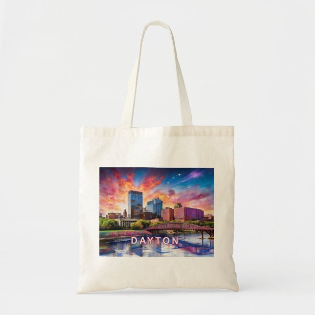 Bolso De Tela Dayton Skyline Resumen de arte (Frente)