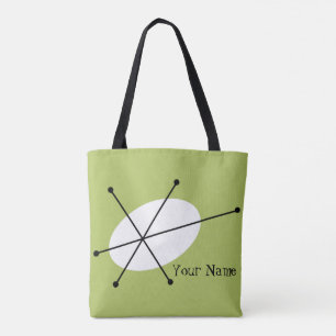Bolso De Tela Dazzle Texto verde por todo el tote