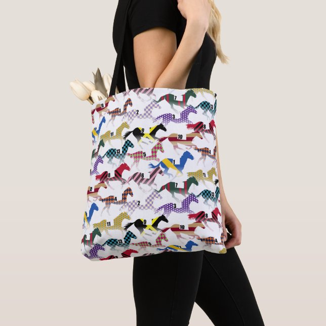 Bolso De Tela De camino al patrón de seda jockey sobre caballos  (Detalle)
