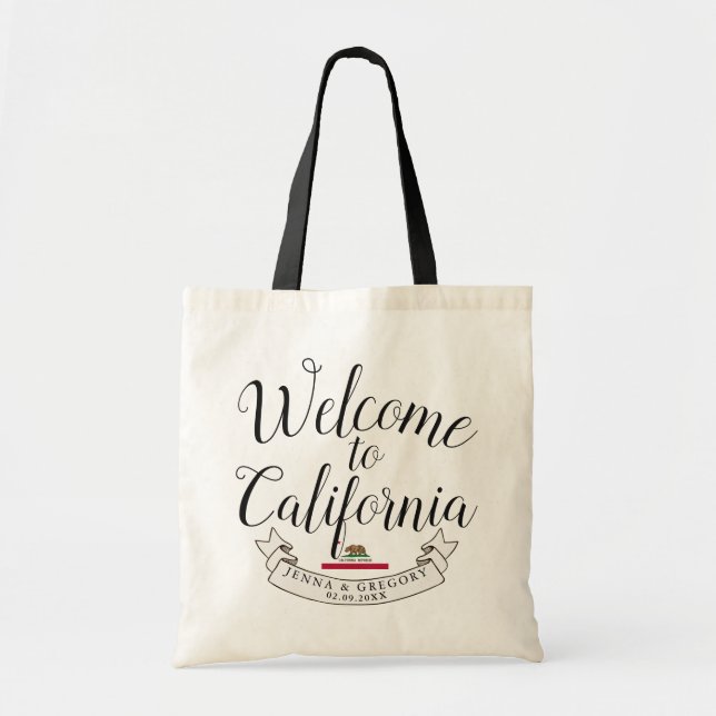 Bolso De Tela Dé la bienvenida a la boda del destino de (Frente)