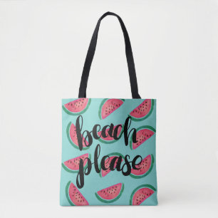 Bolso De Tela De la sandía de la playa tote por favor