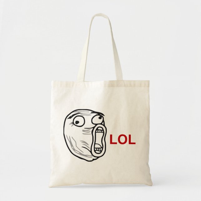Bolso De Tela De LOL de la risa cara ruidosa Meme de la rabia (Frente)