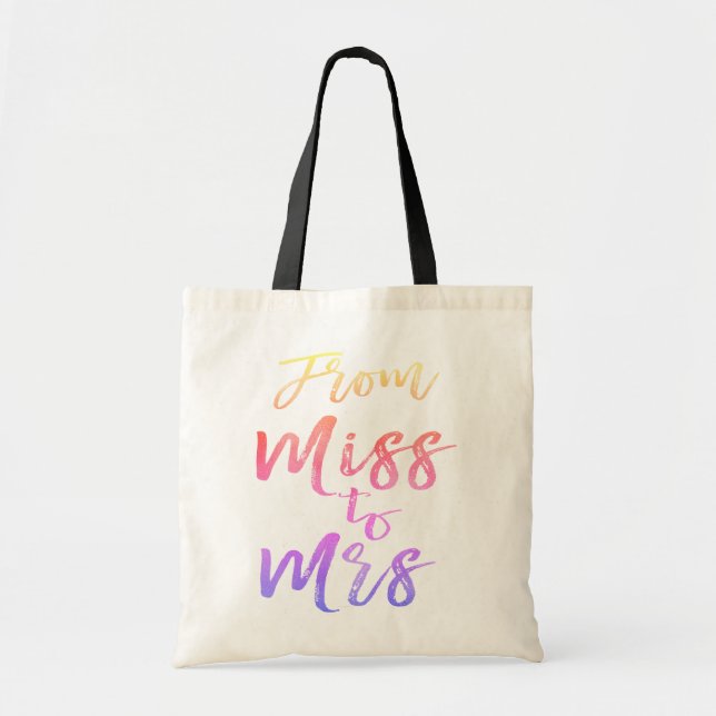 Bolso De Tela De Miss a Sra. Bridal Shower Fiesta Rainbow (Frente)