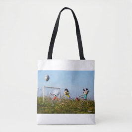 Bolso De Tela De speelse Fubby's die voetbal spelen. Tote-Bag