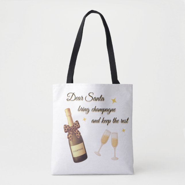 Bolso De Tela Dear Santa Champagne Design (Anverso)
