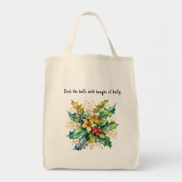 Bolso De Tela Deck The Halls Festive Holly Navidades