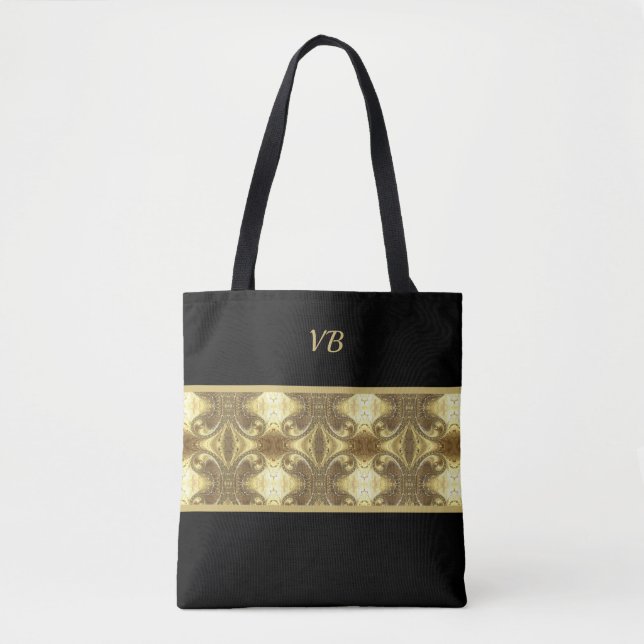 Bolso De Tela Deco de oro y arte negro (Anverso)