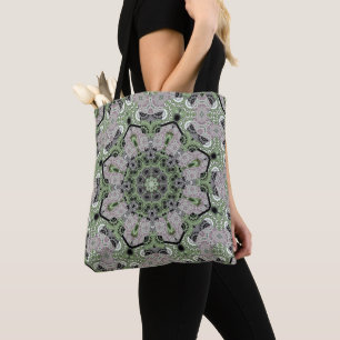 Bolso De Tela Decodificación de color gris verde ornamental abst