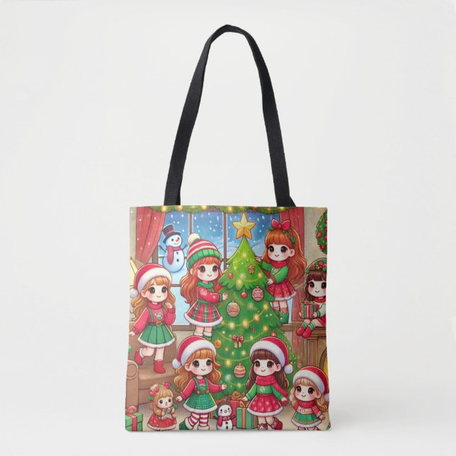 Bolso De Tela Decoración de árboles de Navidad juntos (Anverso)