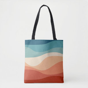 Bolso De Tela Decoración de las olas de estilo retro colorido