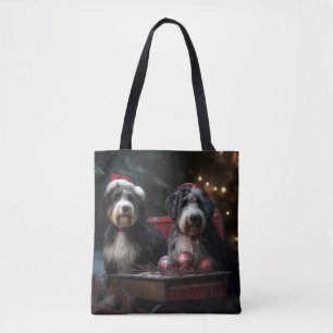 Bolso De Tela Decoración de Navidad de Trineo Nevado Bernedoodle