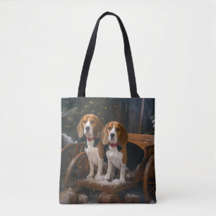 Bolso De Tela Decoración de Navidad de Trineo Nevado de Beagle
