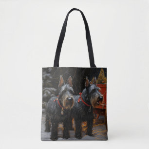 Bolso De Tela Decoración de Navidad de Trineo Nevado de Terrier