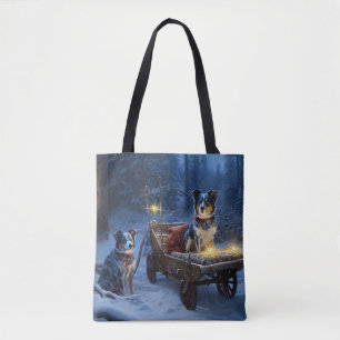Bolso De Tela Decoración de Navidades de Blue Heeler Snowy Sleig