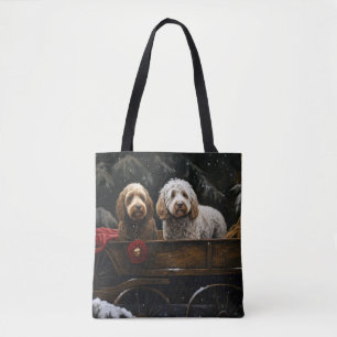 Bolso De Tela Decoración de Navidades de Cockapoo Snowy Sleigh