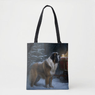 Bolso De Tela Decoración de Navidades de Saint Bernard Snowy Sle
