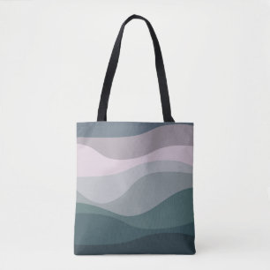 Bolso De Tela Decoración de ondas de estilo retro violeta y turq