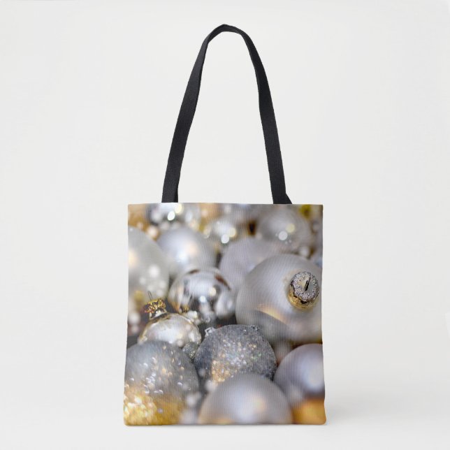 Bolso De Tela Decoración plateada de navidades (Anverso)