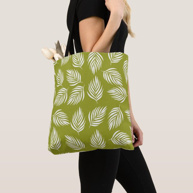 Bolso De Tela Decorative Lime Green Leaves Pattern (Detalle)