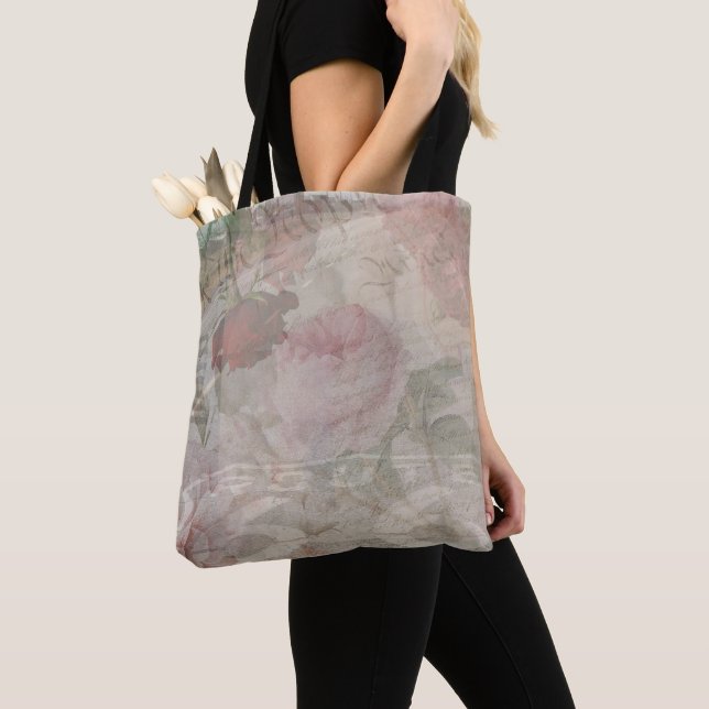 Bolso De Tela Decoupage USA Floral Collage (Detalle)