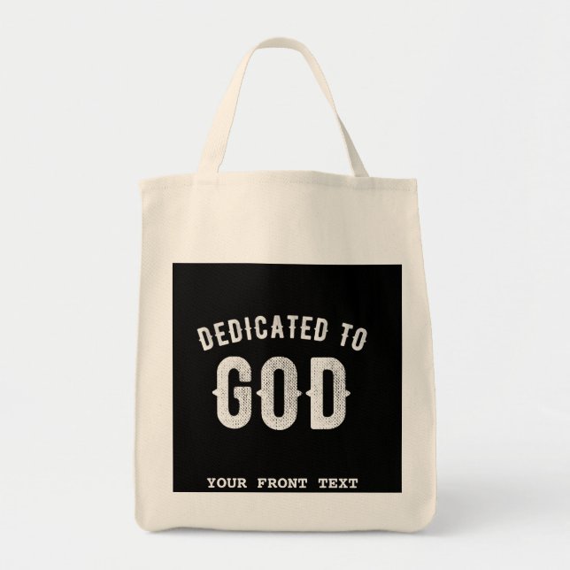BOLSO DE TELA DEDICADO A DIOS PERSONALIZABLE GUAY TEXTO BLANCO (Frente)