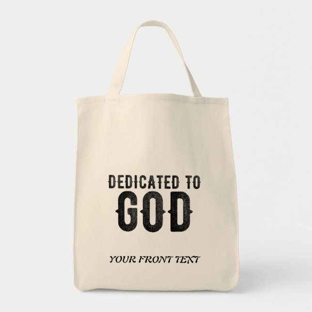 BOLSO DE TELA DEDICADO A DIOS PERSONALIZABLE GUAY TEXTO NEGRO (Frente)