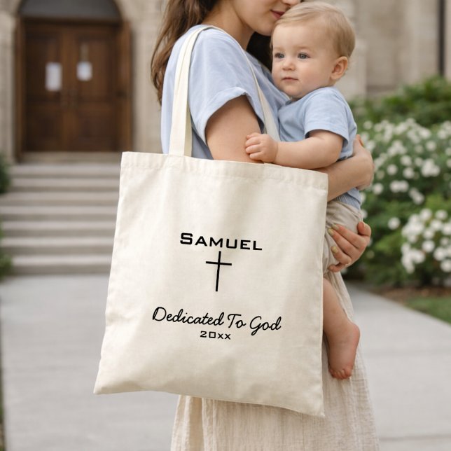 Bolso De Tela Dedicated to God Simple Cross Neutral Church (Subido por el creador)