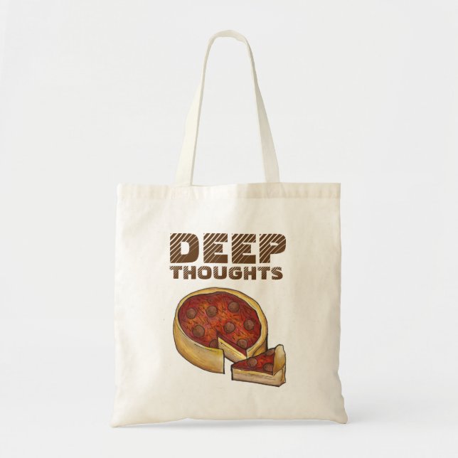 Bolso De Tela Deep (Dish) Thoughts Chicago Pepperoni Pizza Food (Frente)