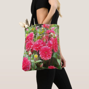 Bolso De Tela Deep Pink Dahlias