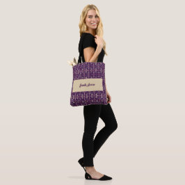 Bolso De Tela Deep Purple y Terroso Abstracto Geométrico