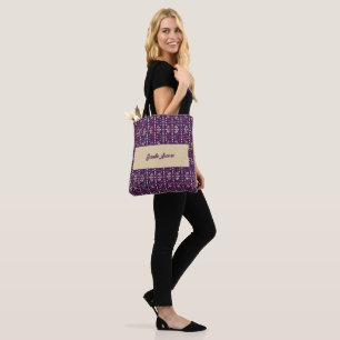 Bolso De Tela Deep Purple y Terroso Abstracto Geométrico