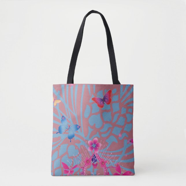 Bolso De Tela Deep Rose Gold Butterfly Kaleidoscope Custom Print (Anverso)