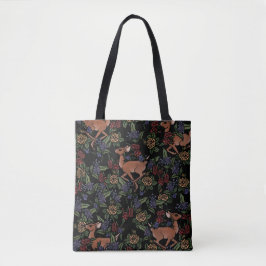 Bolso De Tela Deer Fawn Floral Pattern