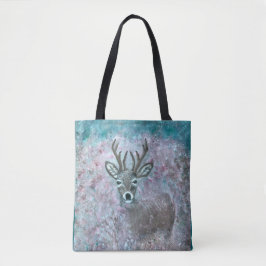 Bolso De Tela Deer in a field of flowers