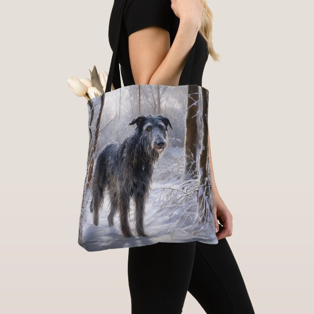 Bolso De Tela Deerhound escocés deja que nieve Navidades (Detalle)