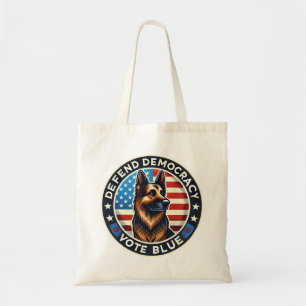 Bolso De Tela Defender la democracia - Vota azul - Pastor alemán